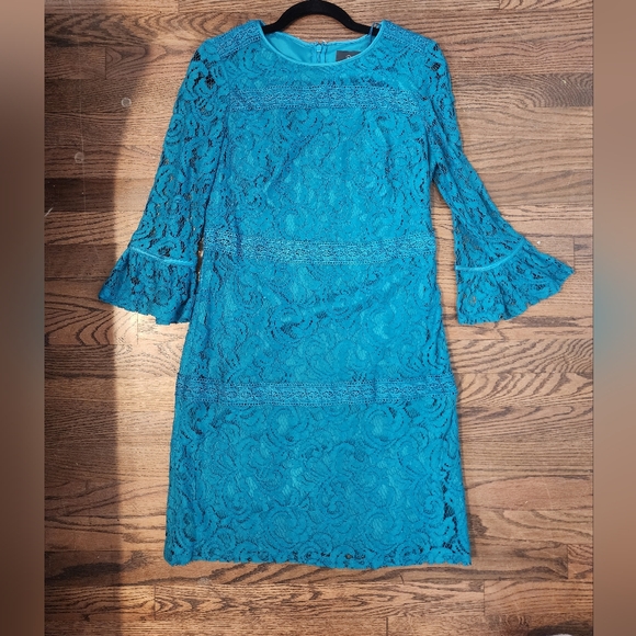 Adrianna Pappell Turquoise Lace Dress - Picture 1 of 10